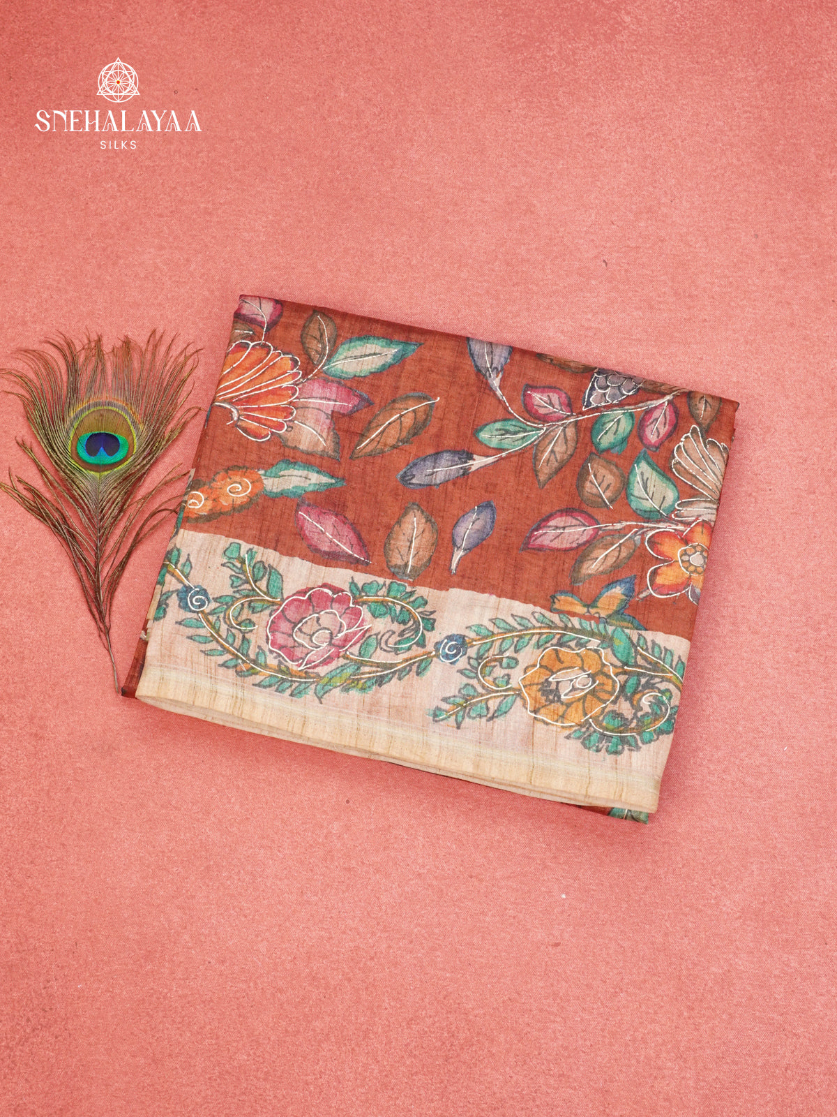 Maroon Munga Tussar Saree