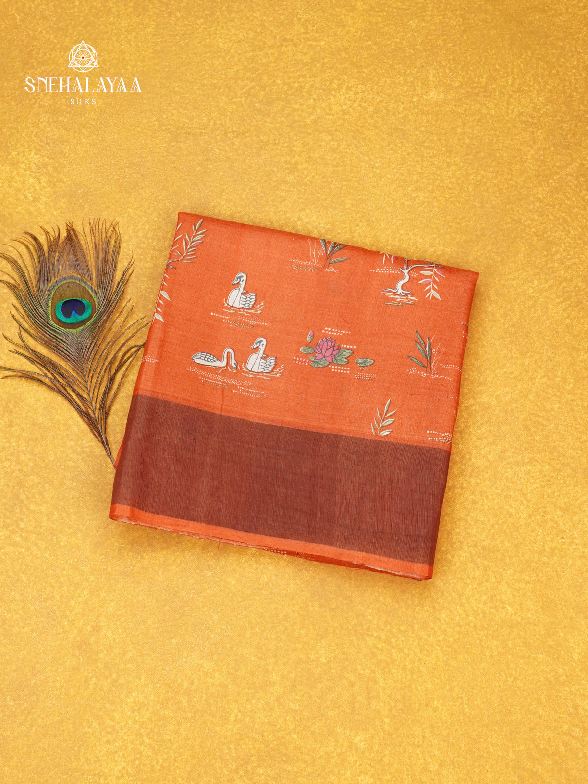 Rust Orange Tussar Saree