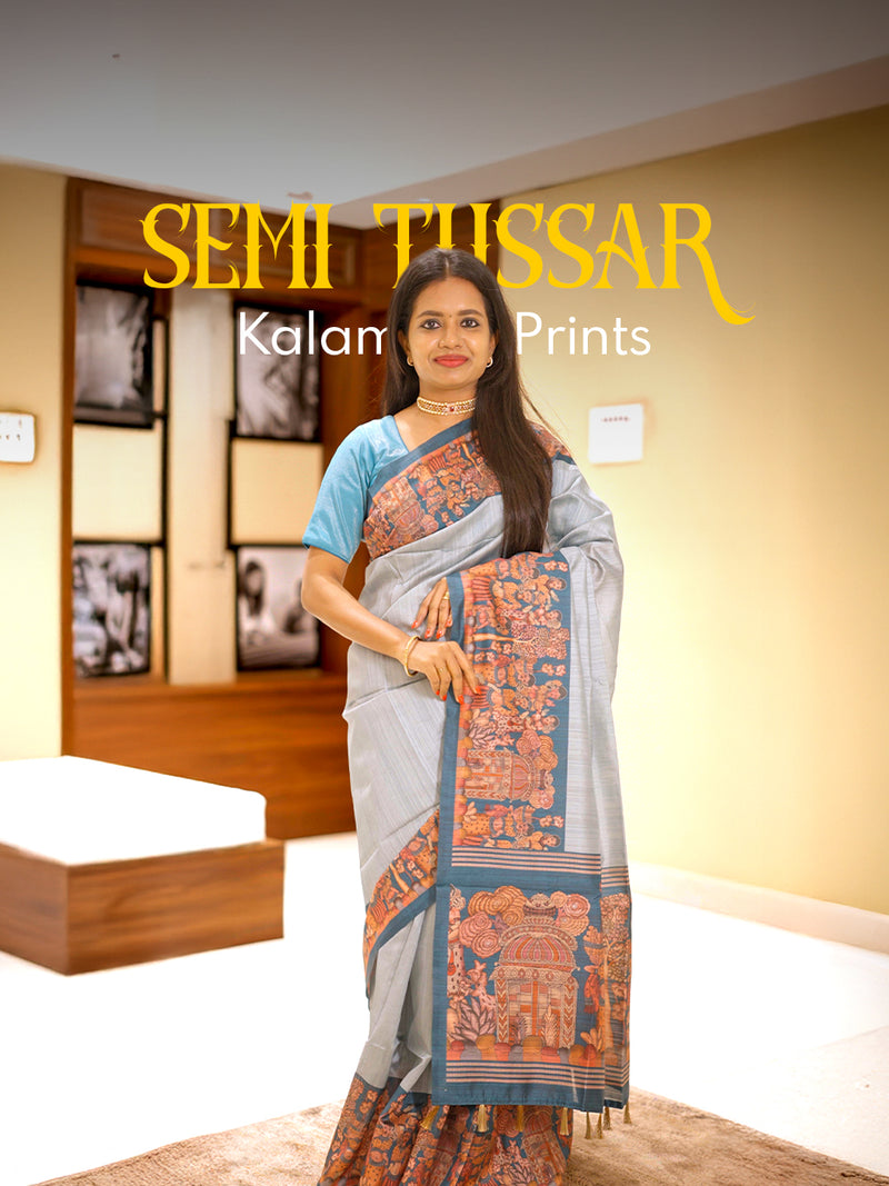 Kalamkari Tussar Sarees