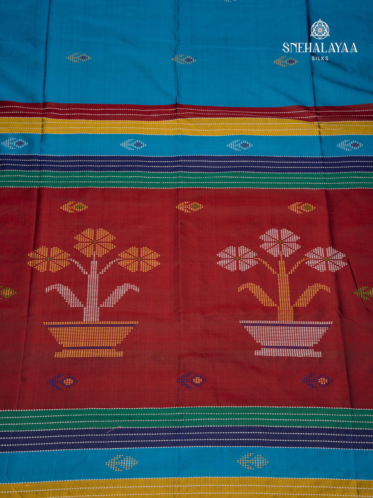 Blue Katan Silk Saree