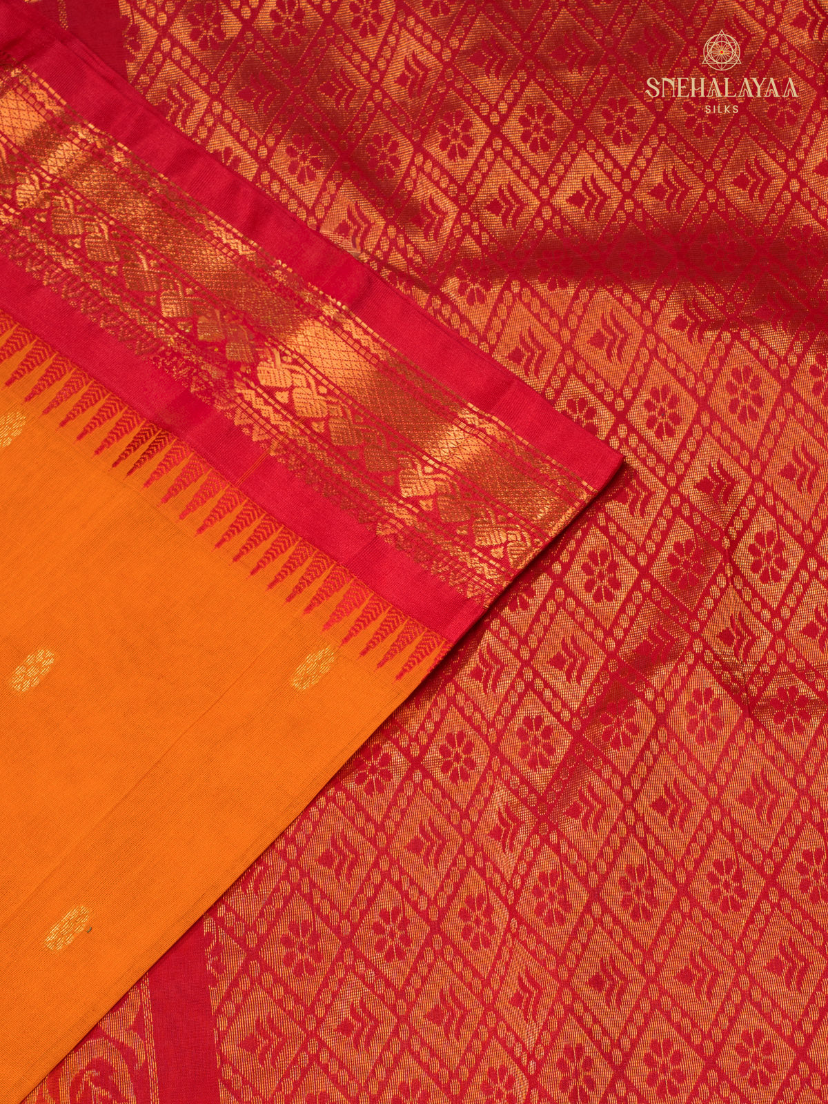 Orange Gadwal Cotton Saree