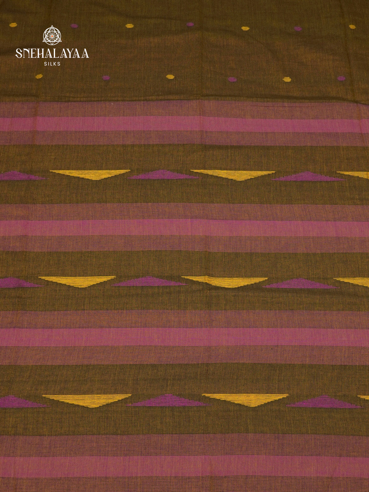 Olive Green Sambalpuri Cotton Saree