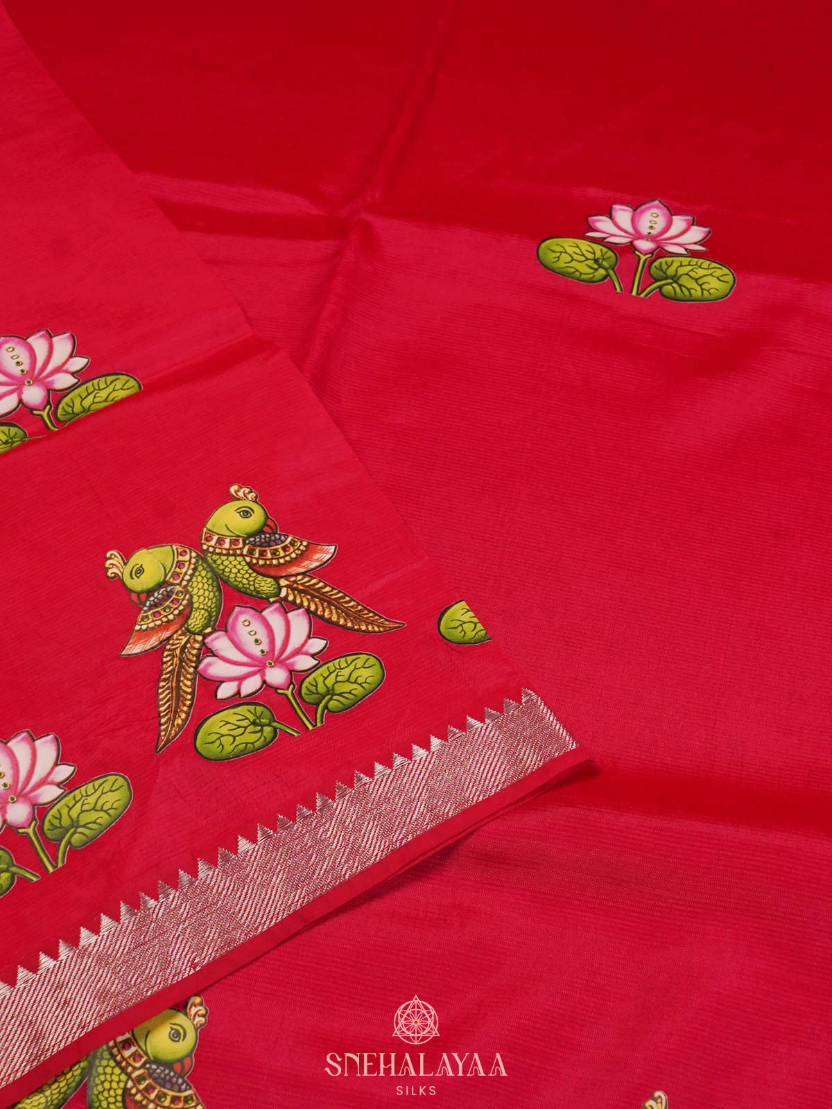 Red Mangalagiri Silk Cotton Saree