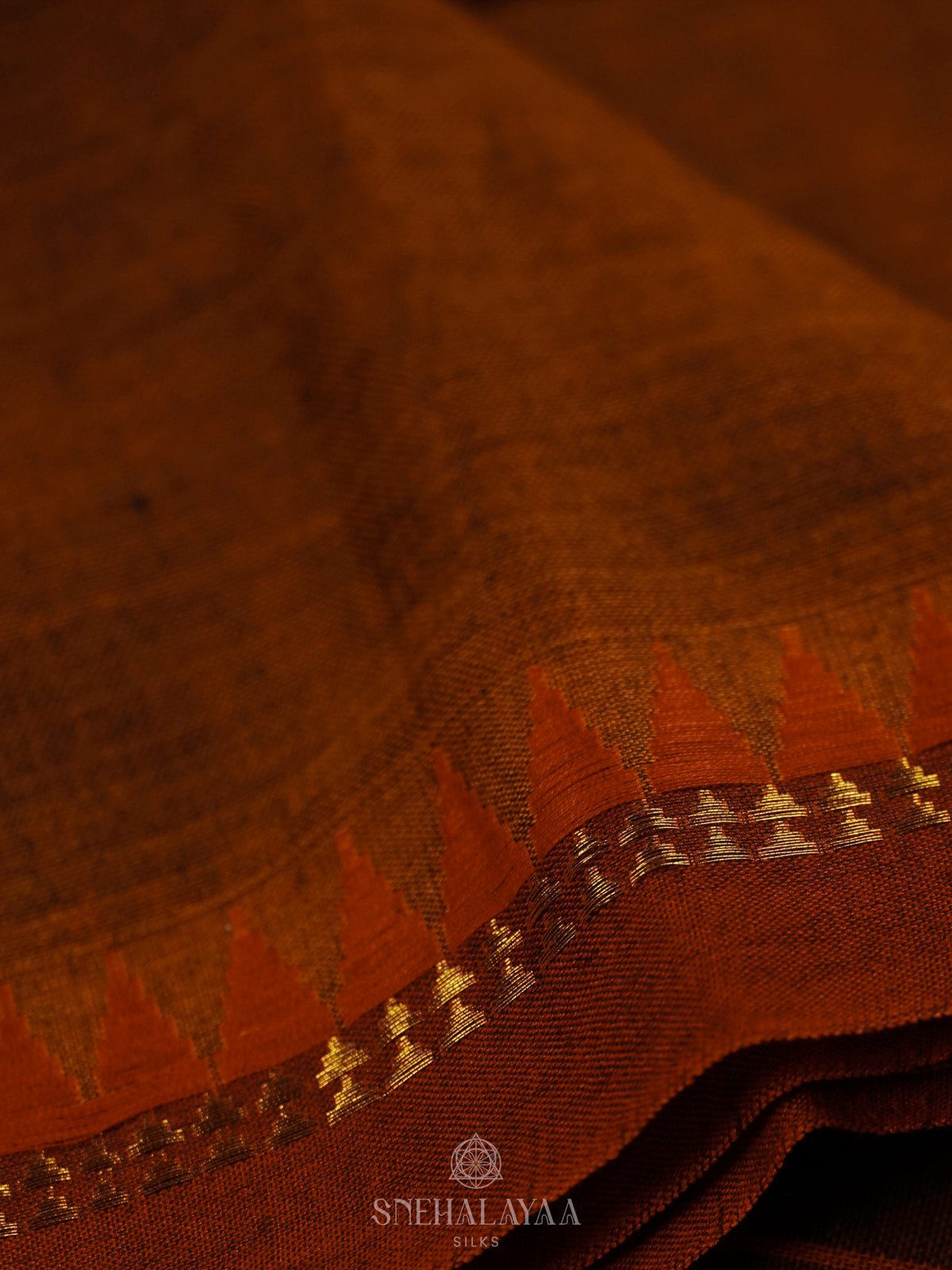 Brown Narayanpet Cotton Saree Without Blouse