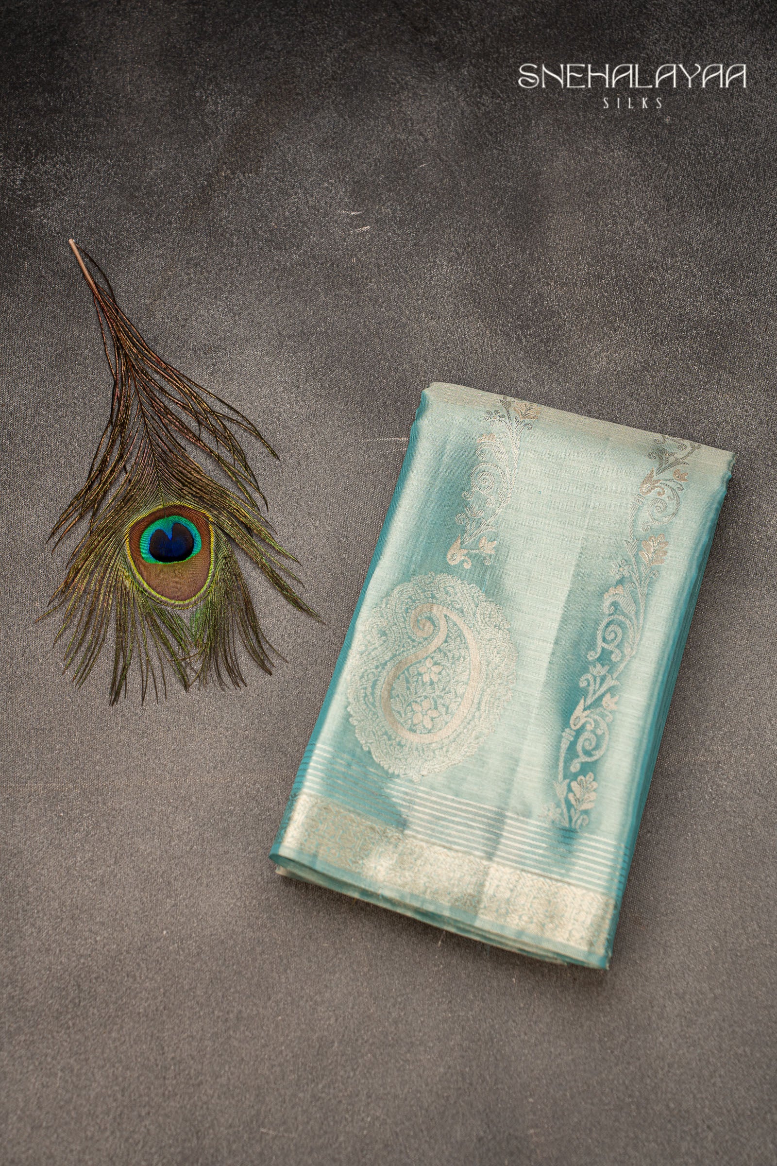 Sky Blue Kancheevaram Silk Saree