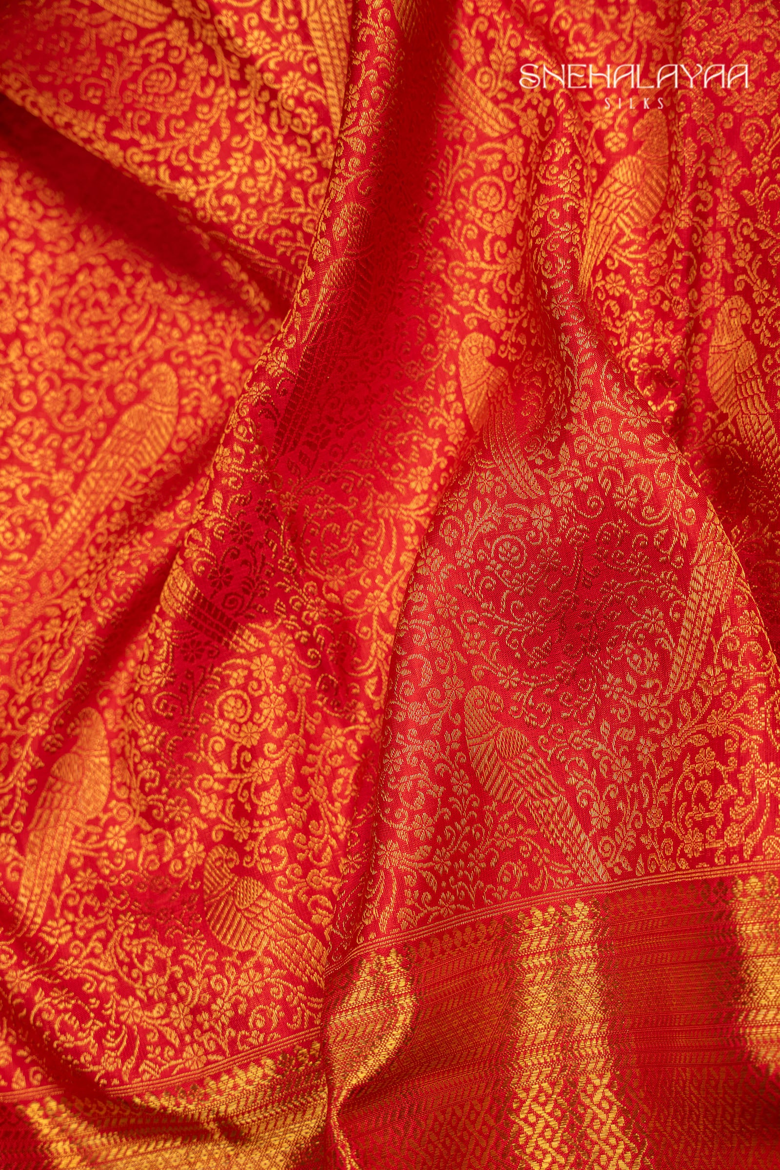 Rose Red Kancheevaram Silk Saree