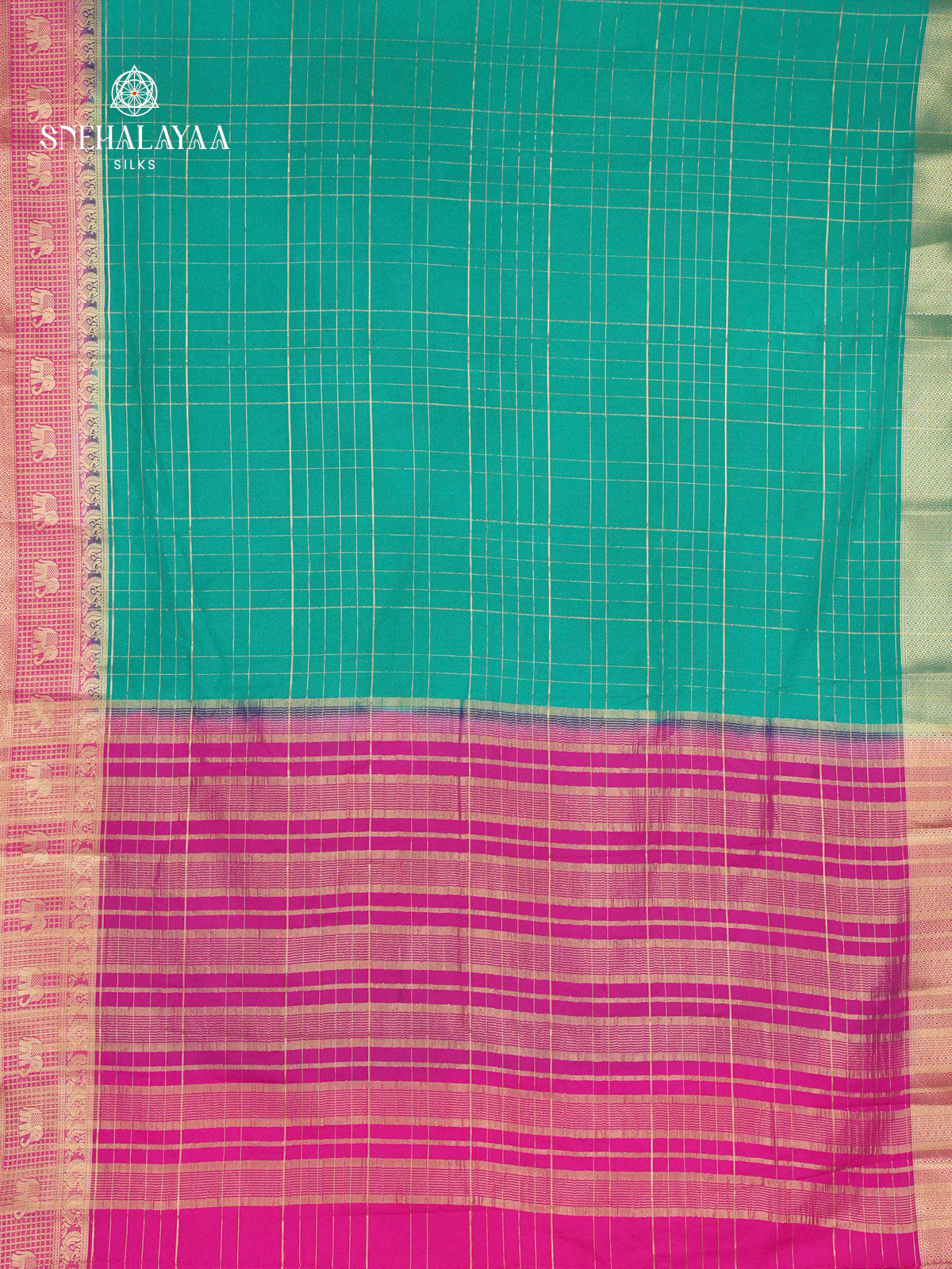 Teal Green Mysore Silk Saree