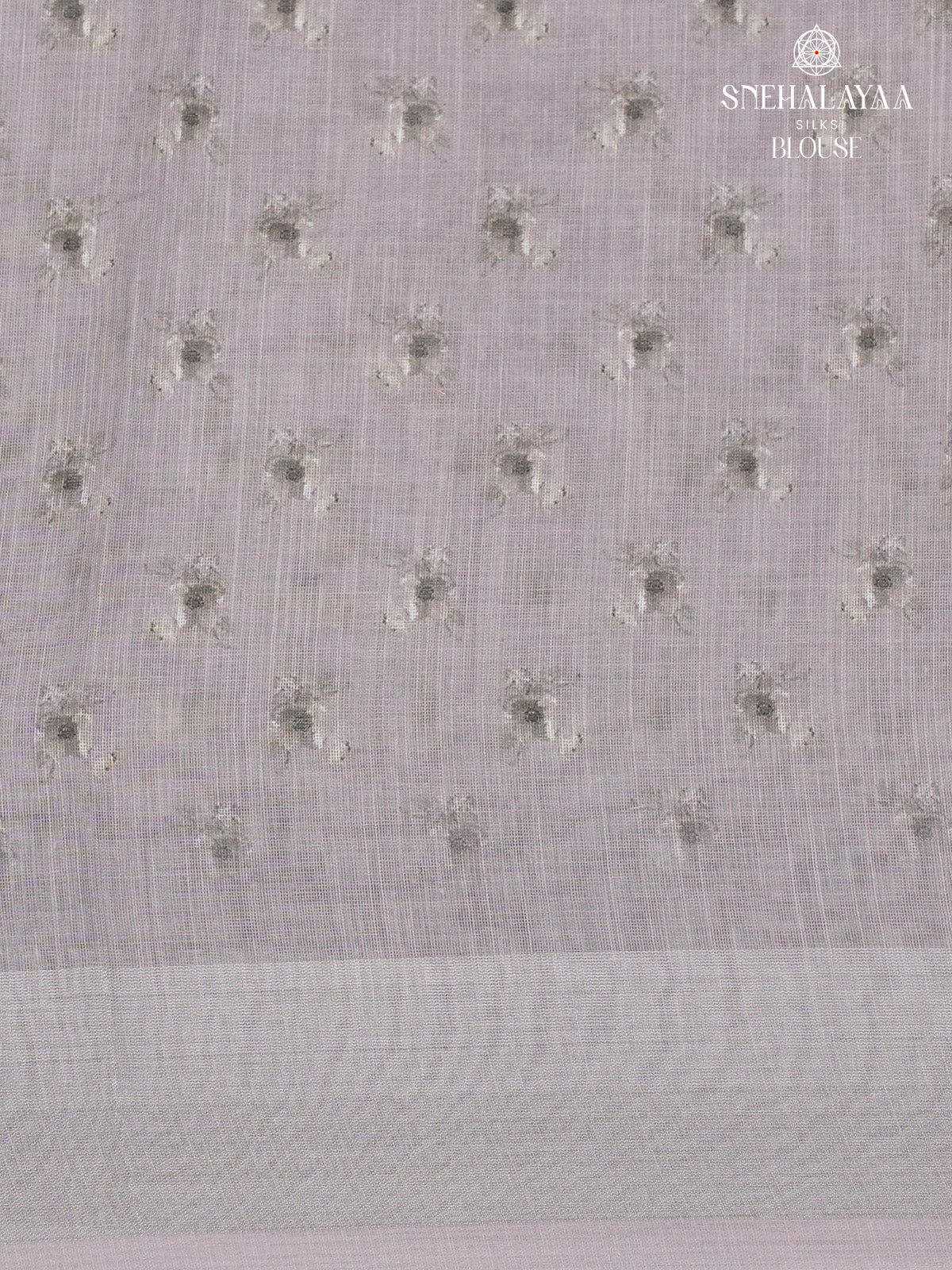 Pastel Grey Printed Linen Saree