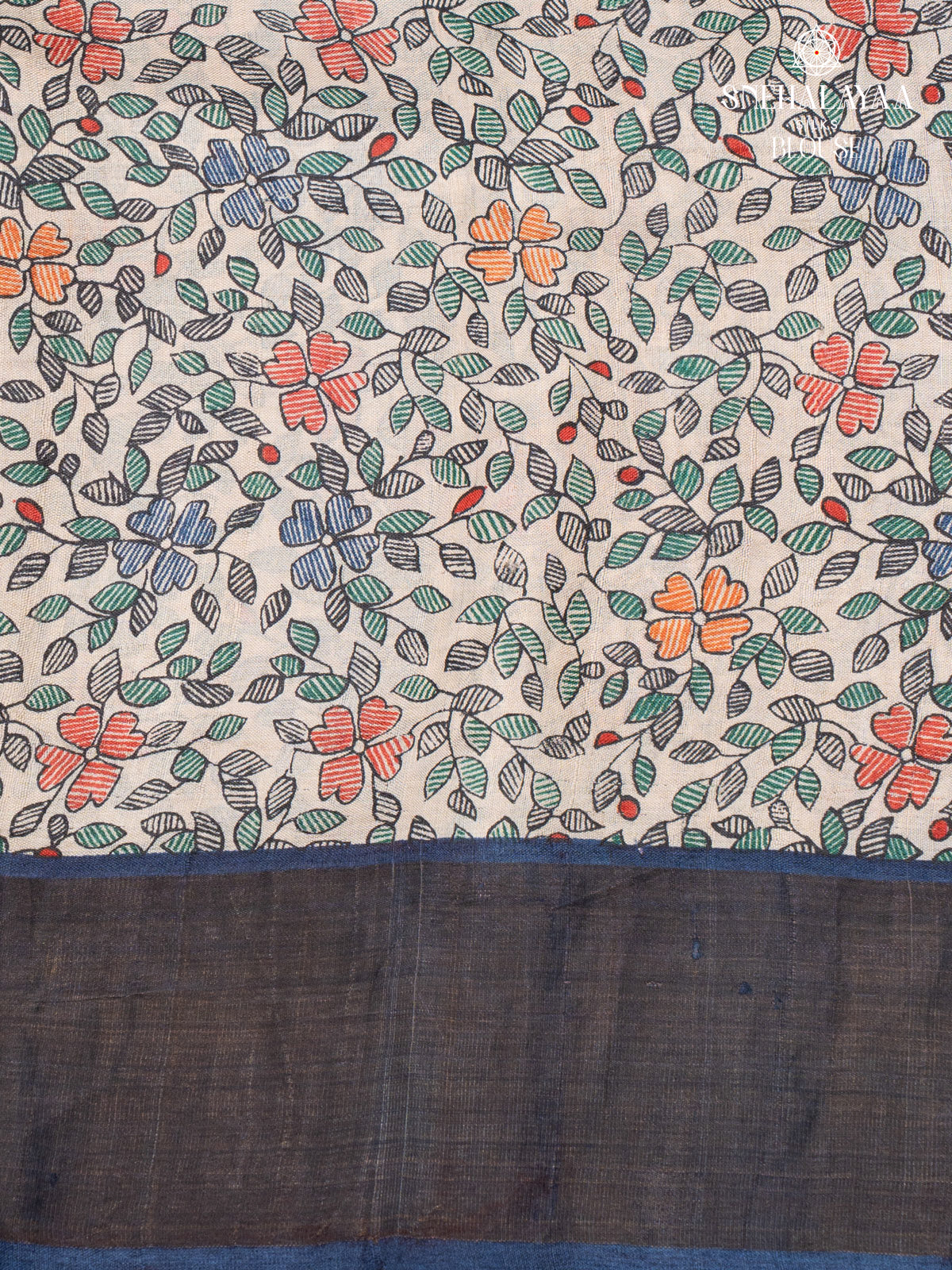 Navy Blue Tussar with Bandhini Design Saree