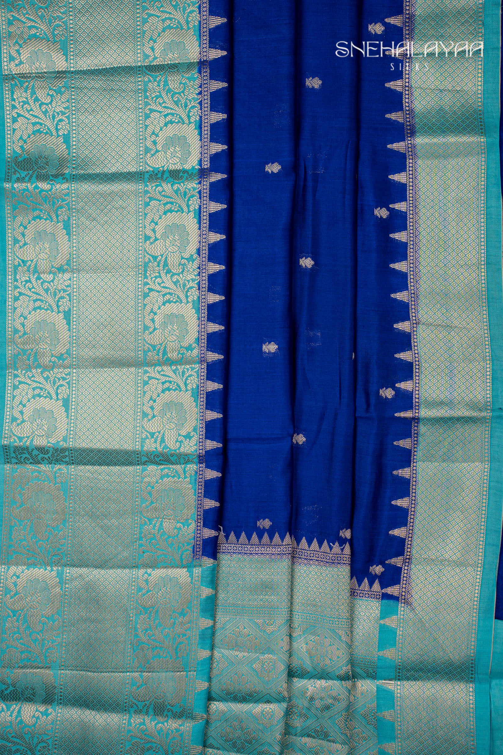 Azure Blue Banaras Dupion Silk Saree