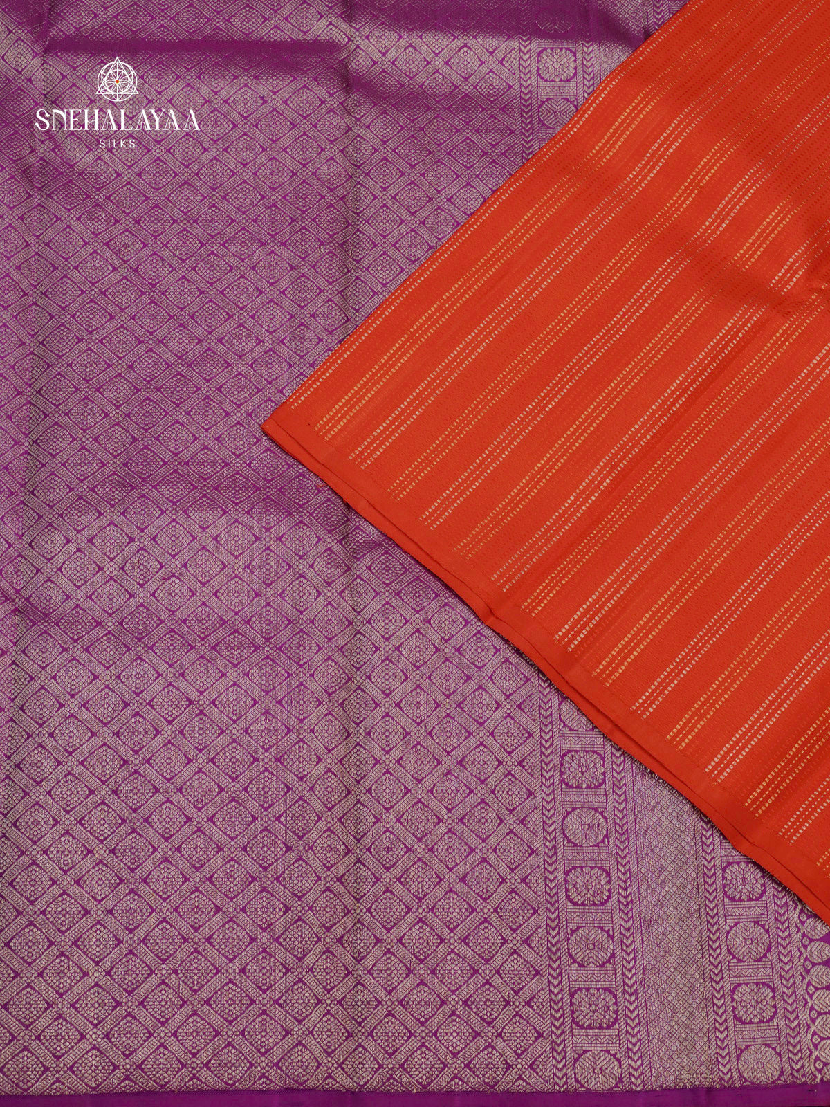 Rust Orange Kanjivaram Silk Saree