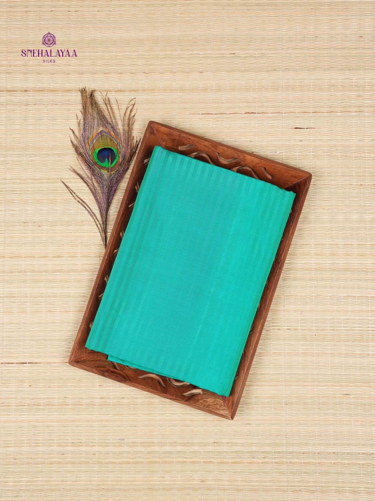 Ocean Blue Borderless Kanjivaram Soft Silk Saree