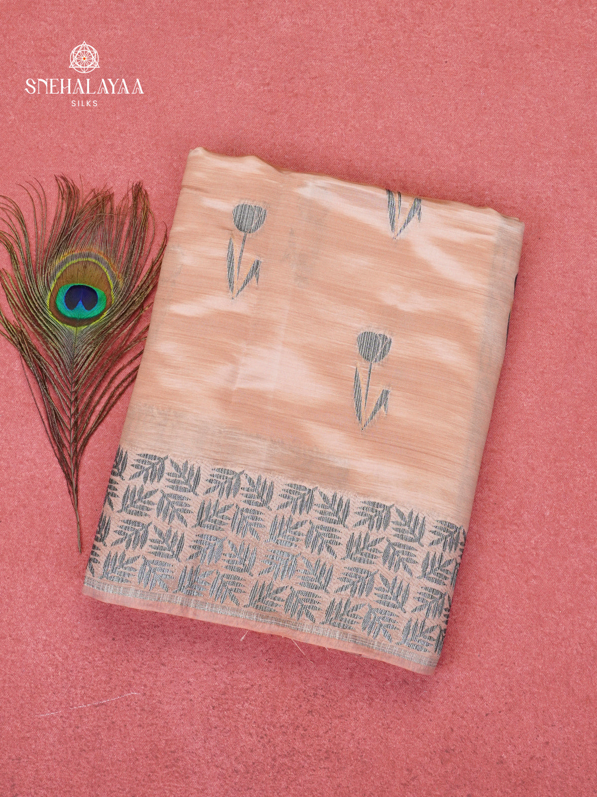 Peach Dola Silk Saree