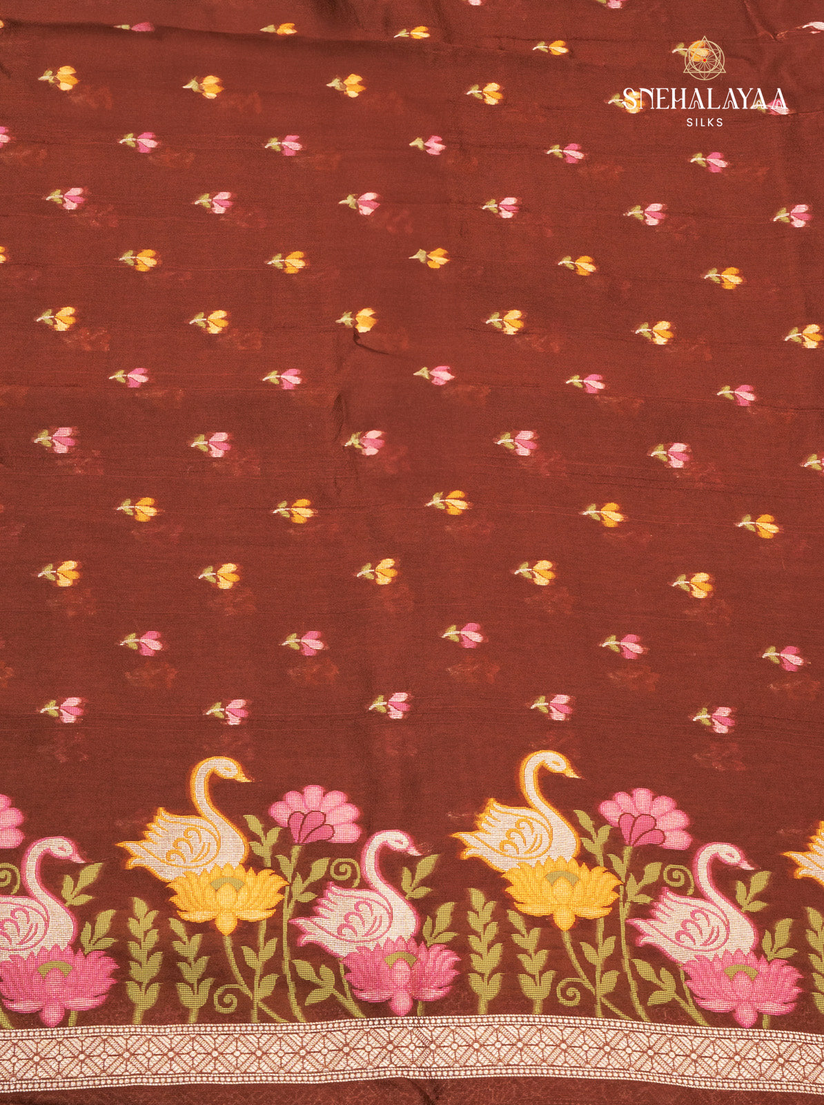 Brown Semi Banaras Silk Saree
