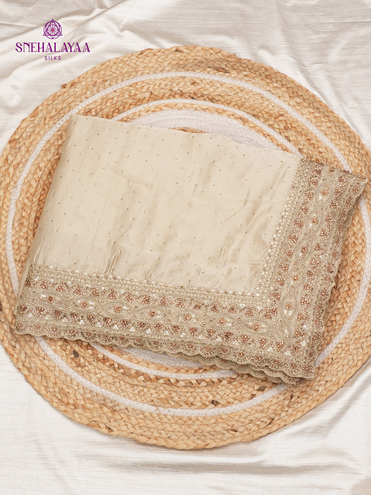 Cream Designer Saree