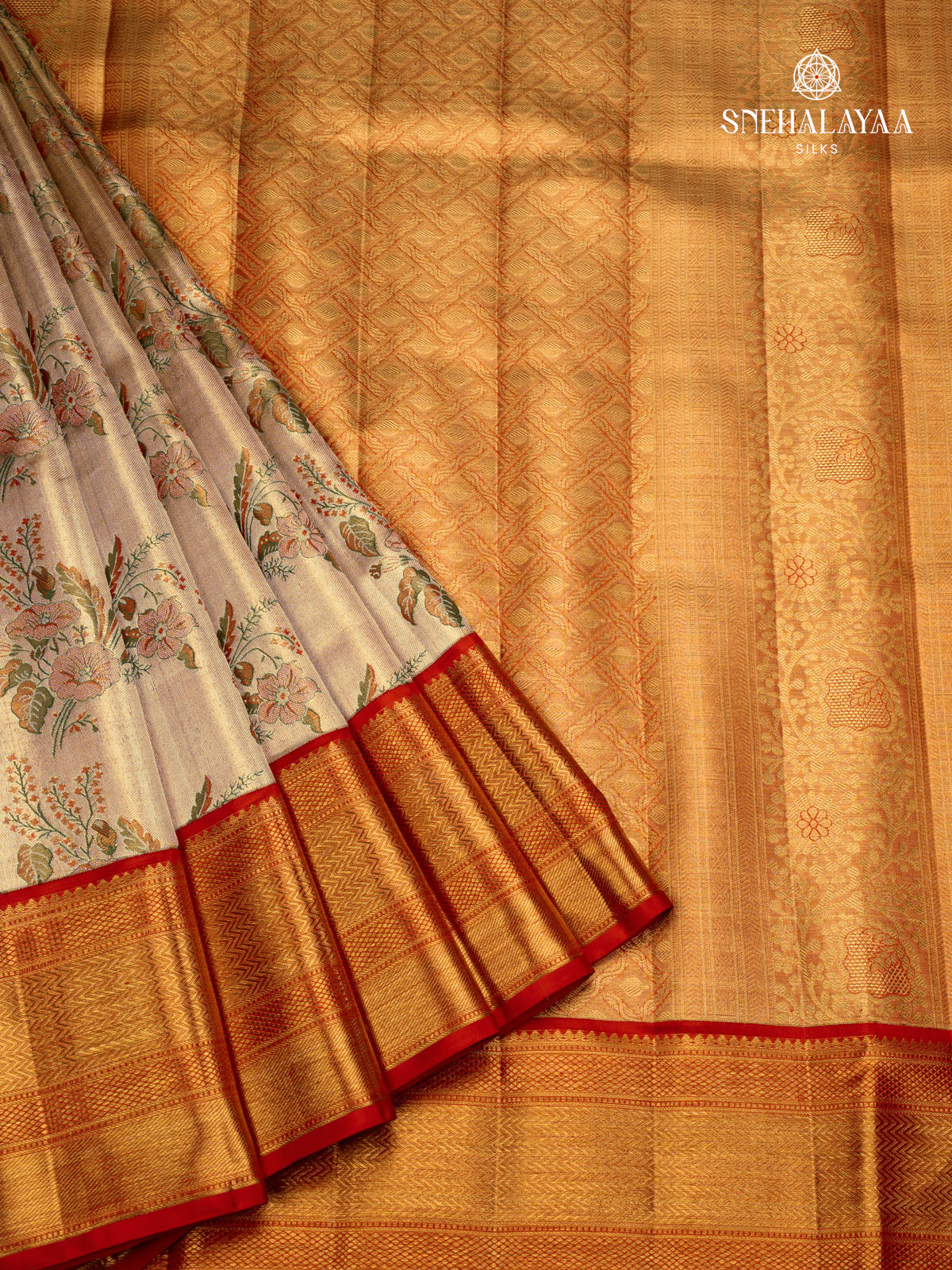 Sandal Tissue Kanjivaram Silk Saree