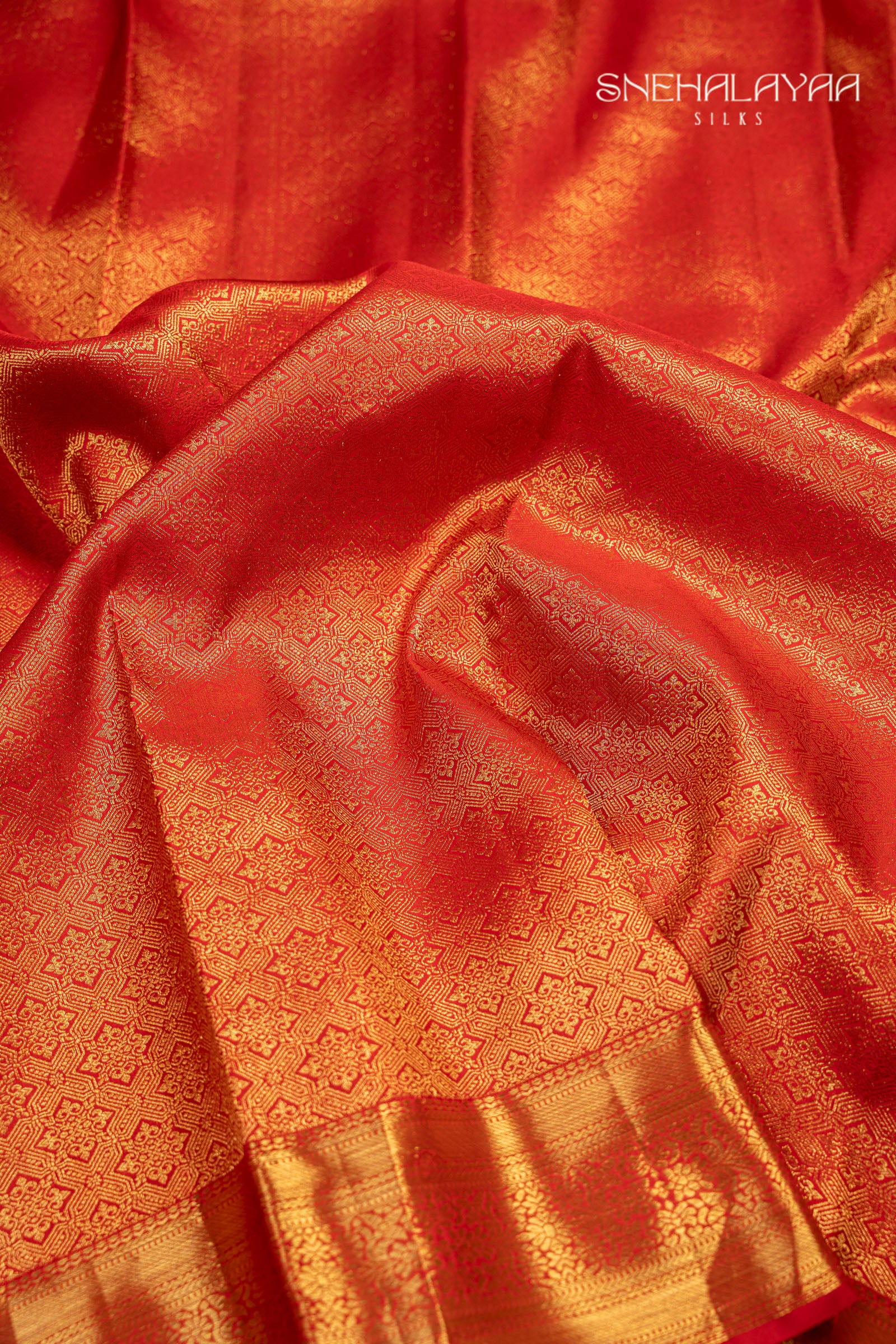 Red Orange Kancheevaram Silk Saree