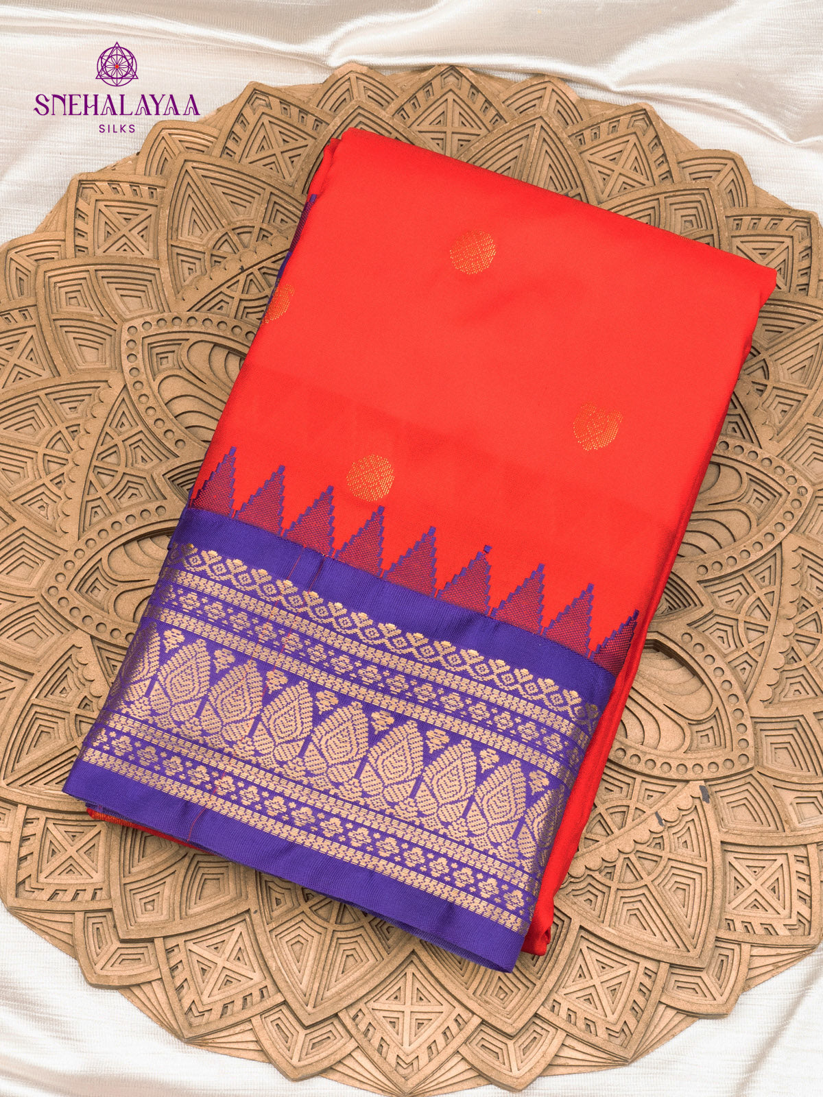 Rust Orange Gadwal Silk Saree
