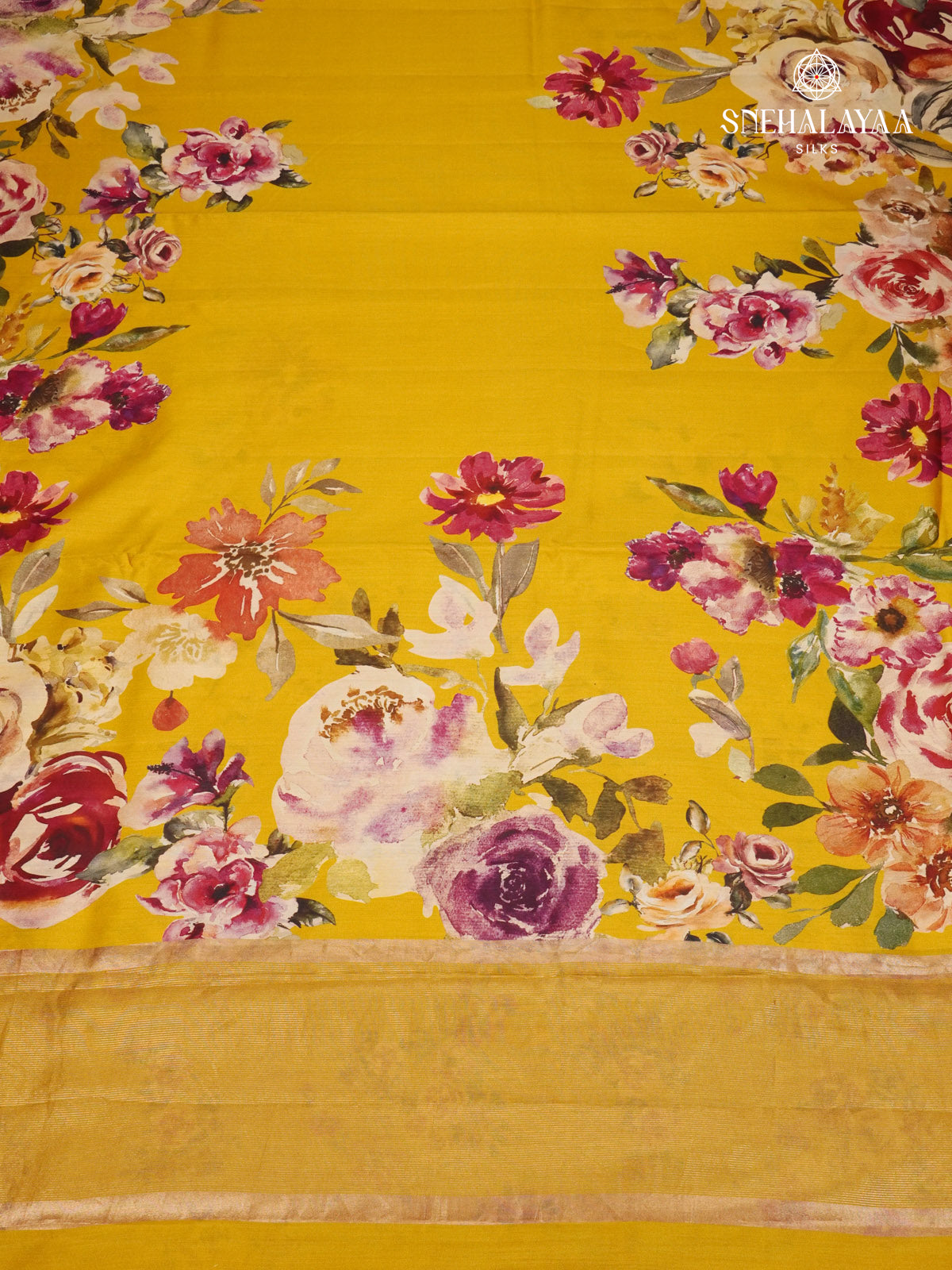 Mango Yellow Chiniya Silk Saree