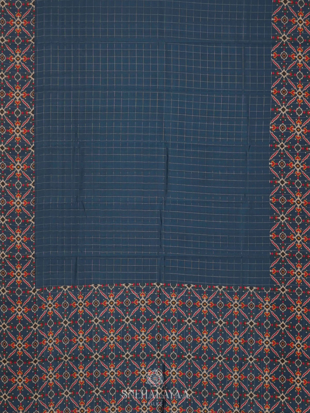 Teal Blue Tussar Saree