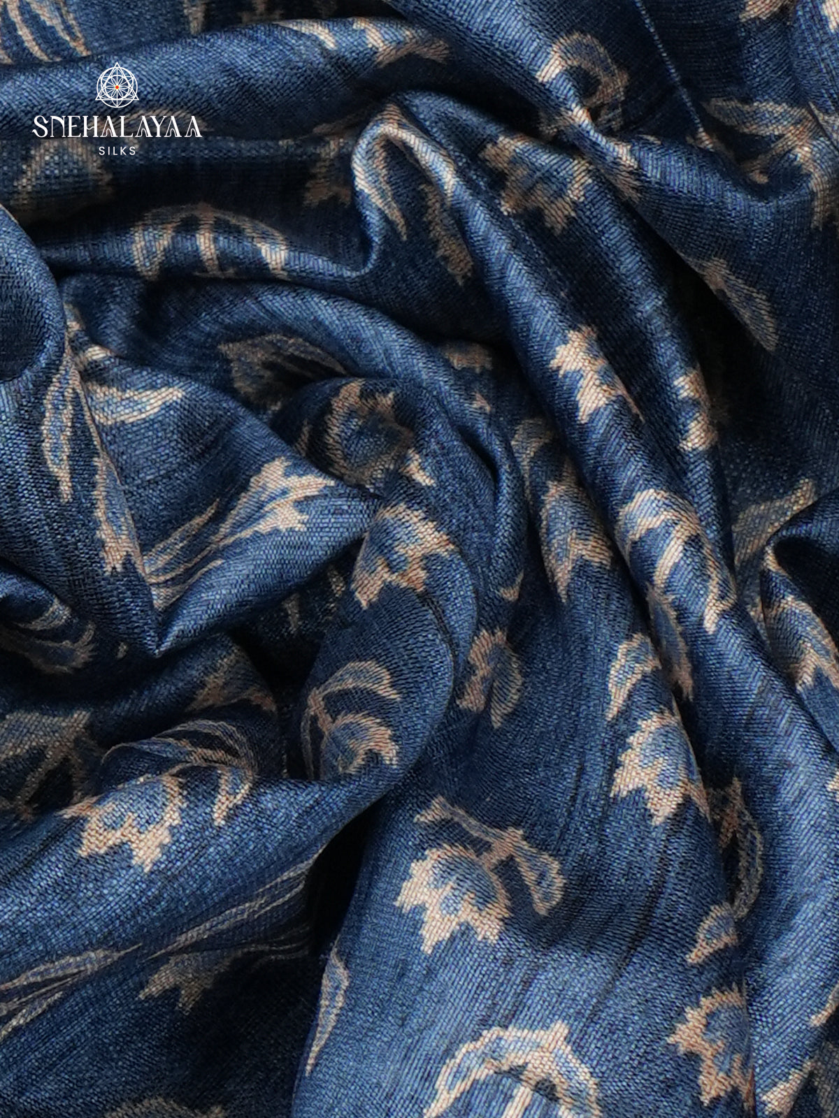 Blue Tussar Embroidery Saree