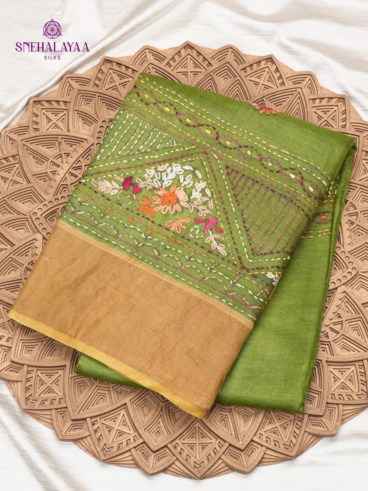Green Tussar Silk Saree