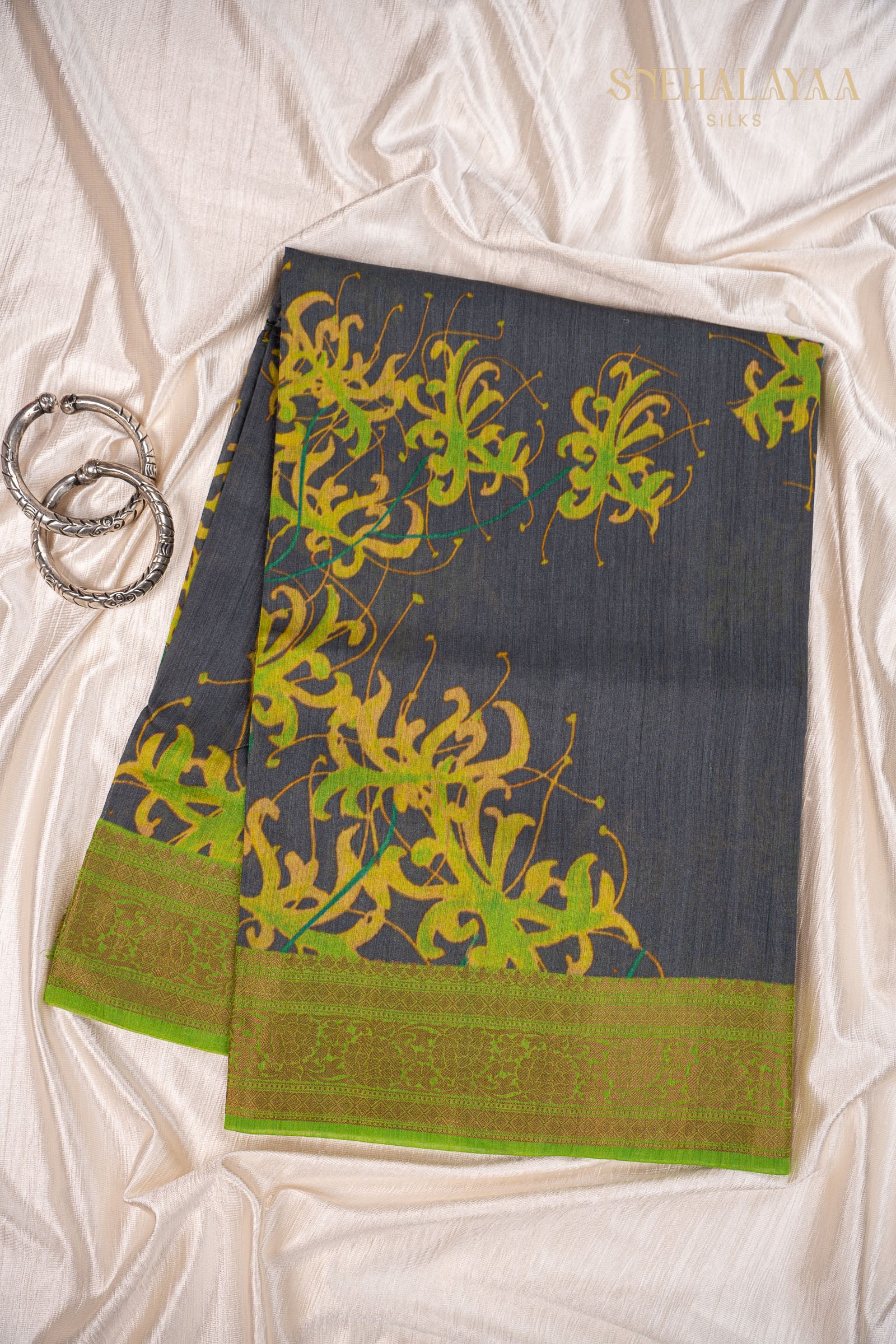 Grey Chanderi Saree