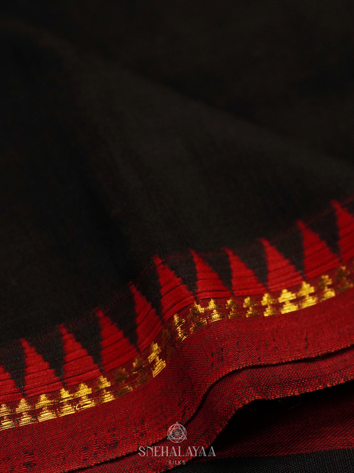 Black Narayanpet Cotton Saree without Blouse