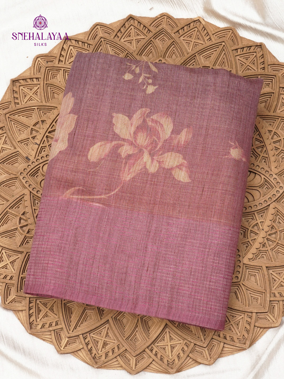 Grey Foral Printed Tussar Saree