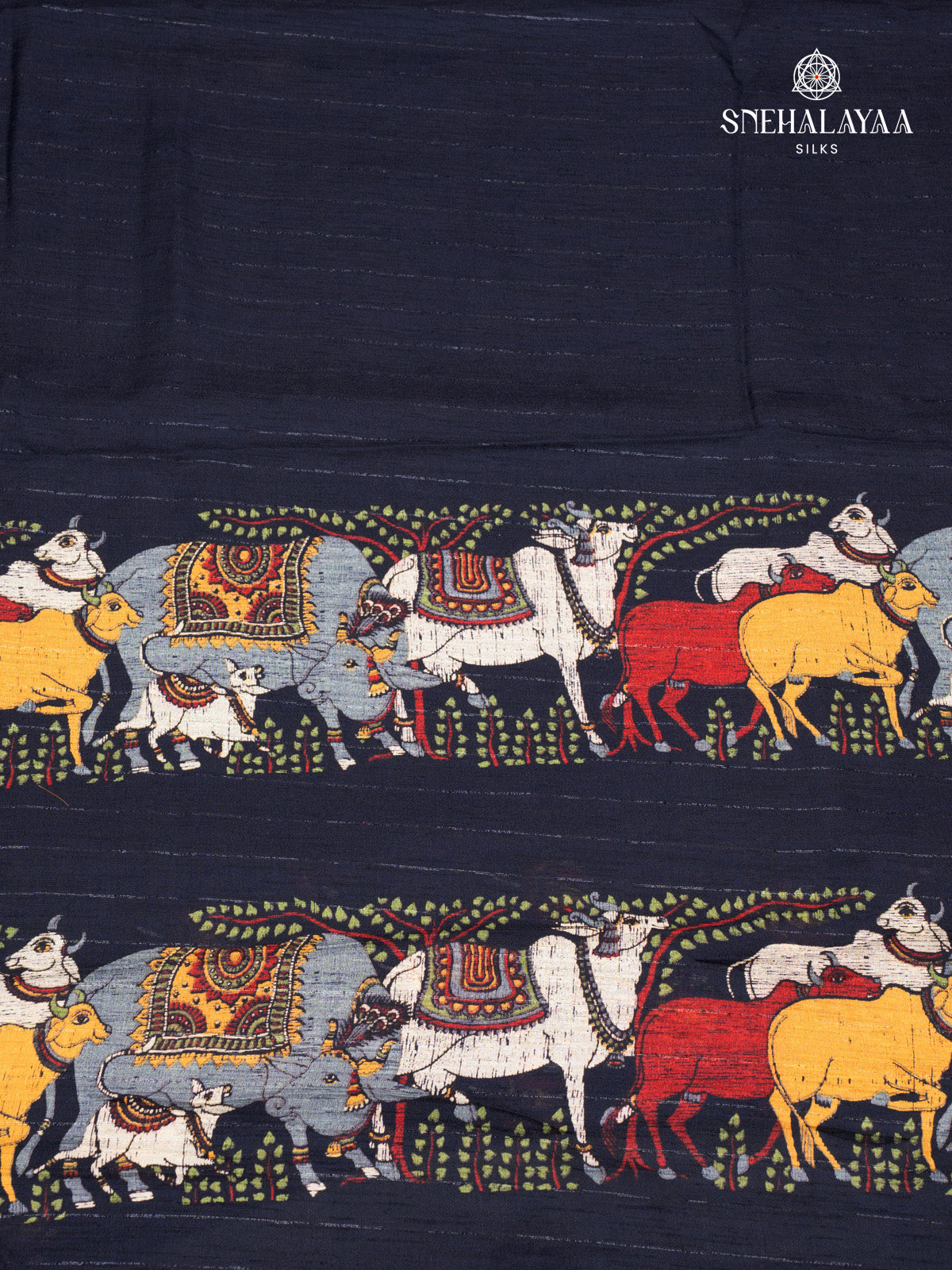 Navy Blue Dola Silk Saree