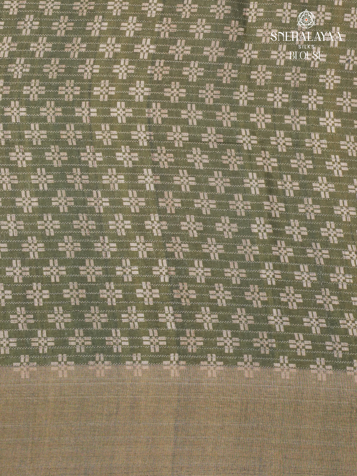 Brown Floral Printed Tussar Saree