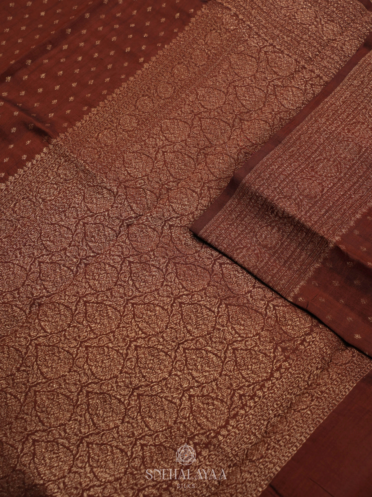 Brown Banaras Raw Silk Saree