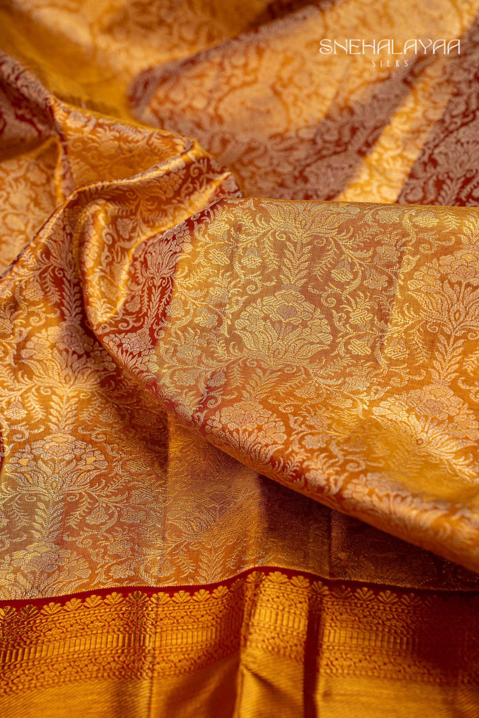 Golden Kancheevaram Silk Saree