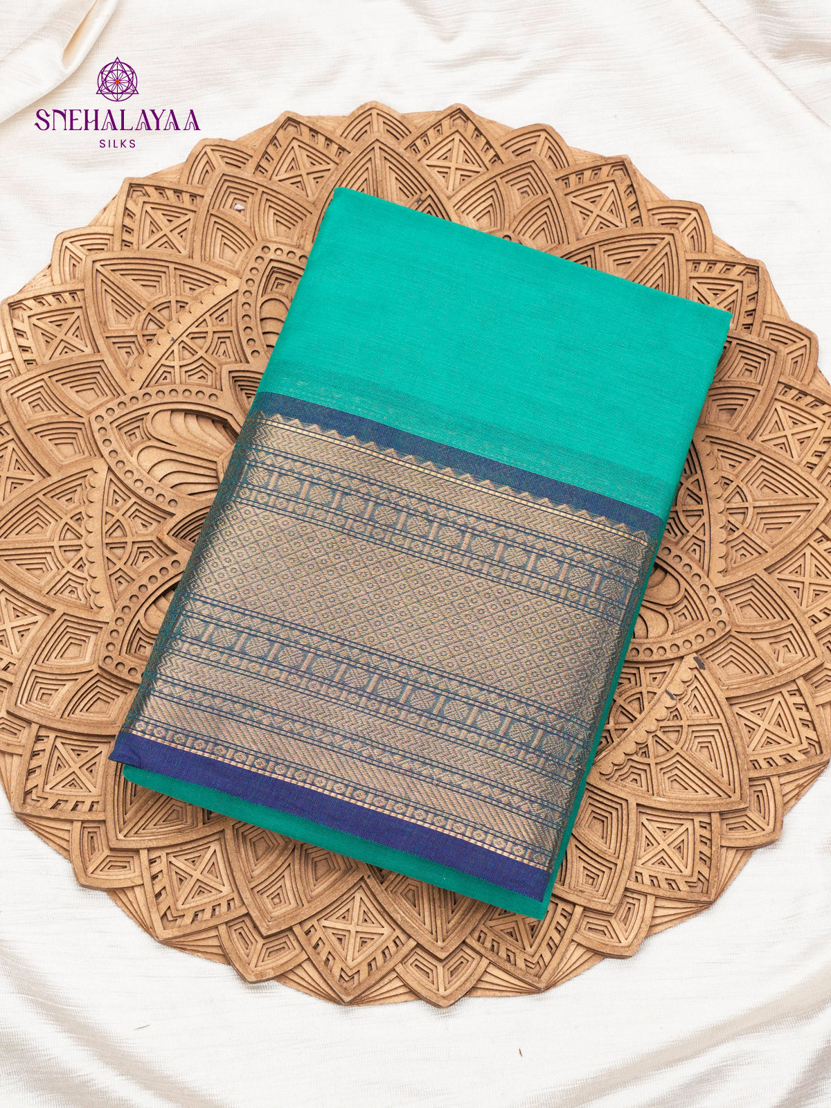 Teal Chettinad Cotton Saree