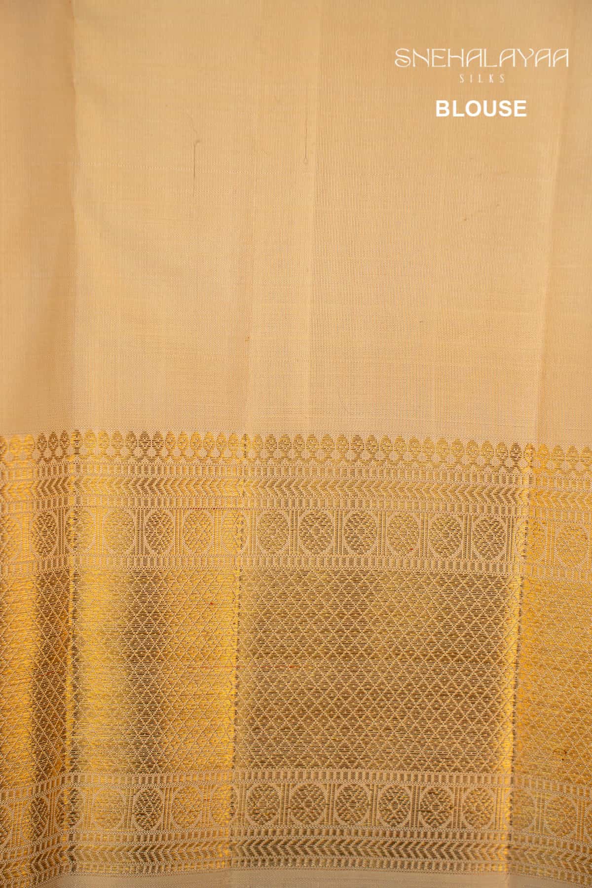 Cream Kancheevaram Wedding Silk Saree