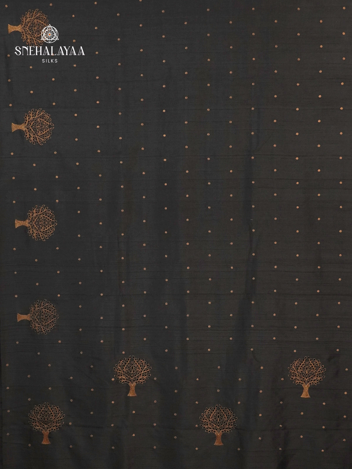 Black Soft Tussar Embroidery Saree