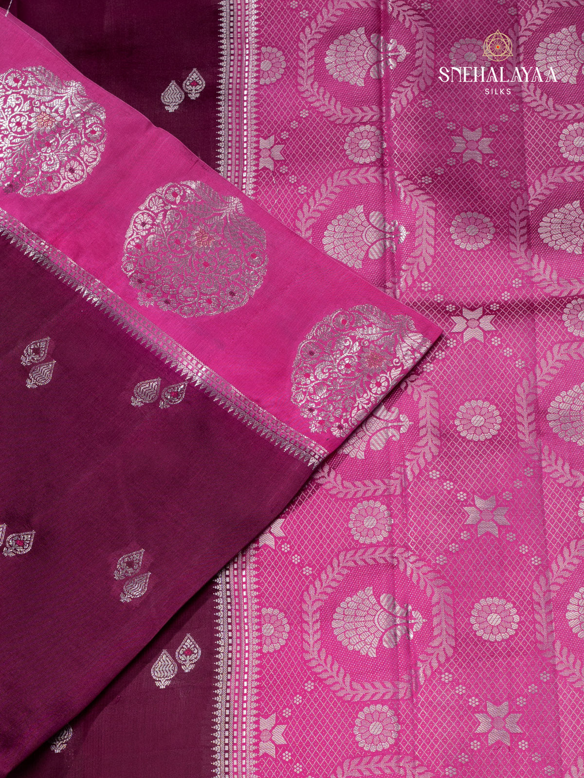 Burgundy Banaras Dupion Saree
