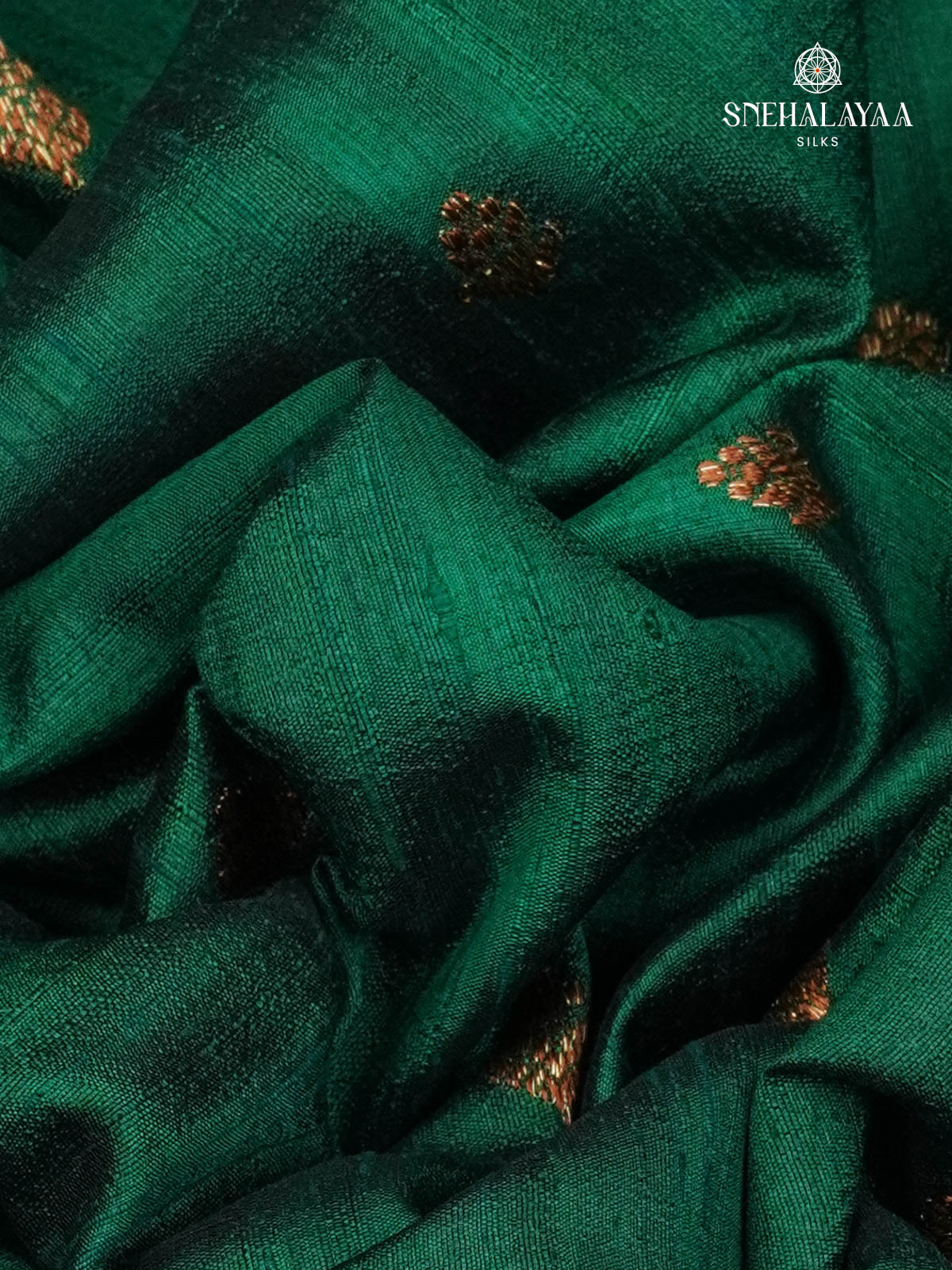 Forest Green Banaras Raw Silk Saree