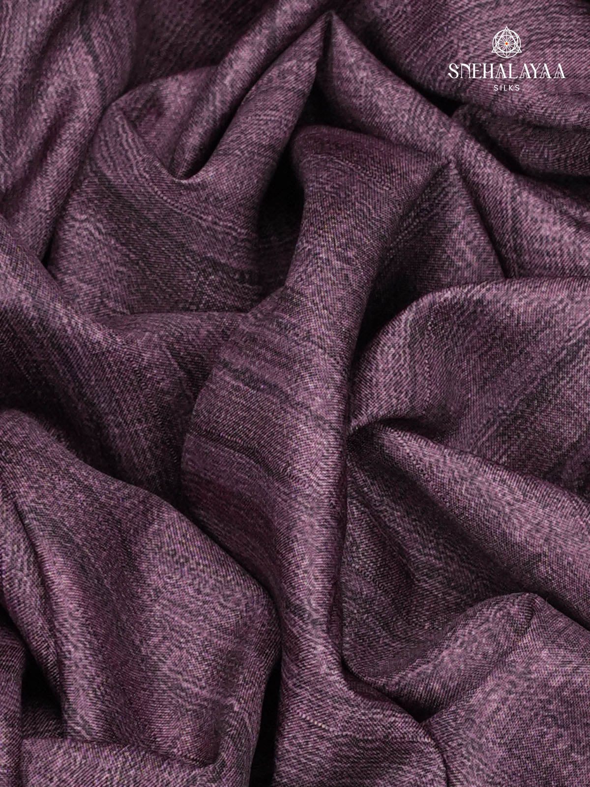 Plum Floral Printed Tussar Saree