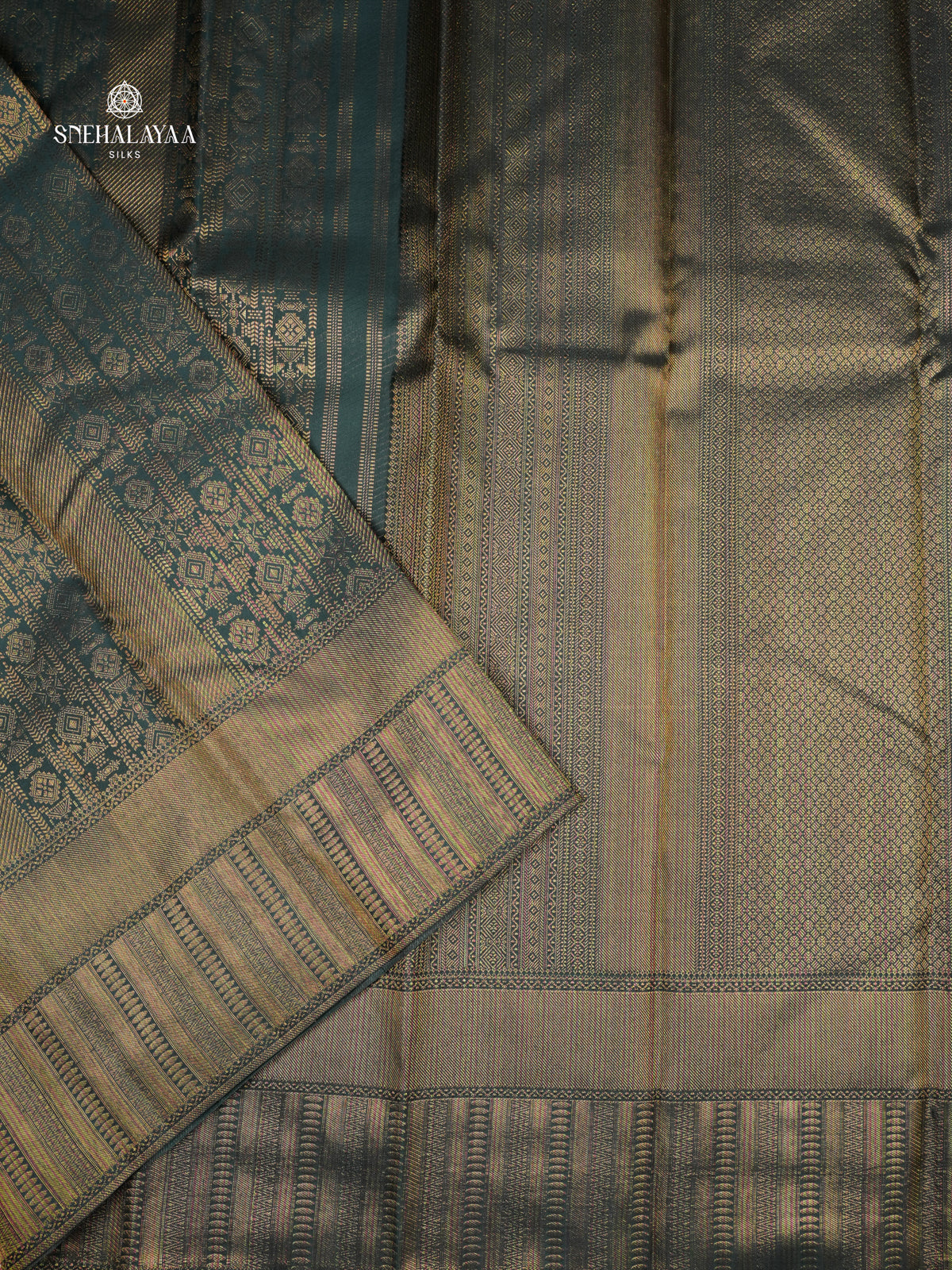 Forest Green Kanjivaram Silk Saree