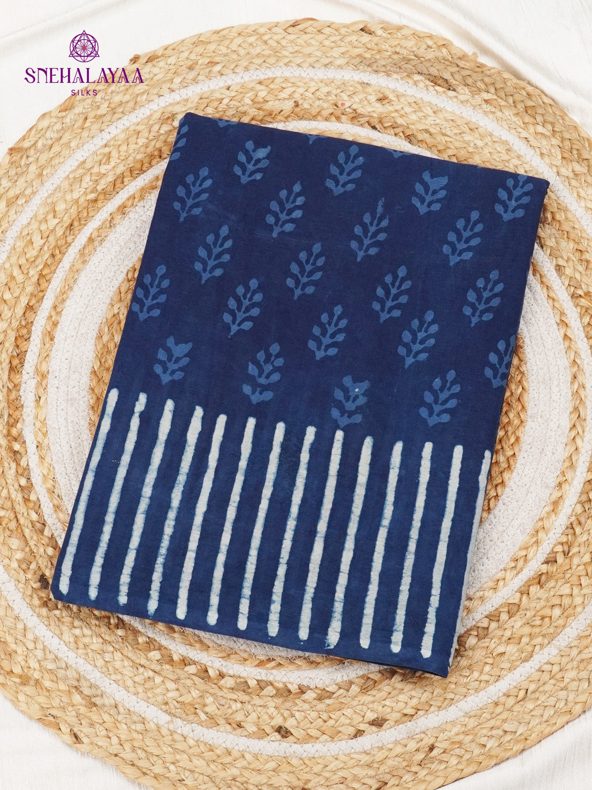 Navy Blue Jaipur Cotton Saree