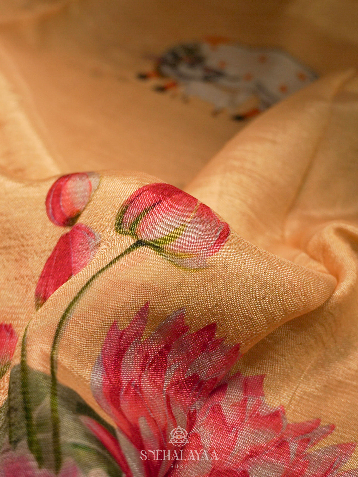 Sandal Mangalagiri Silk Cotton Saree with Printed Border