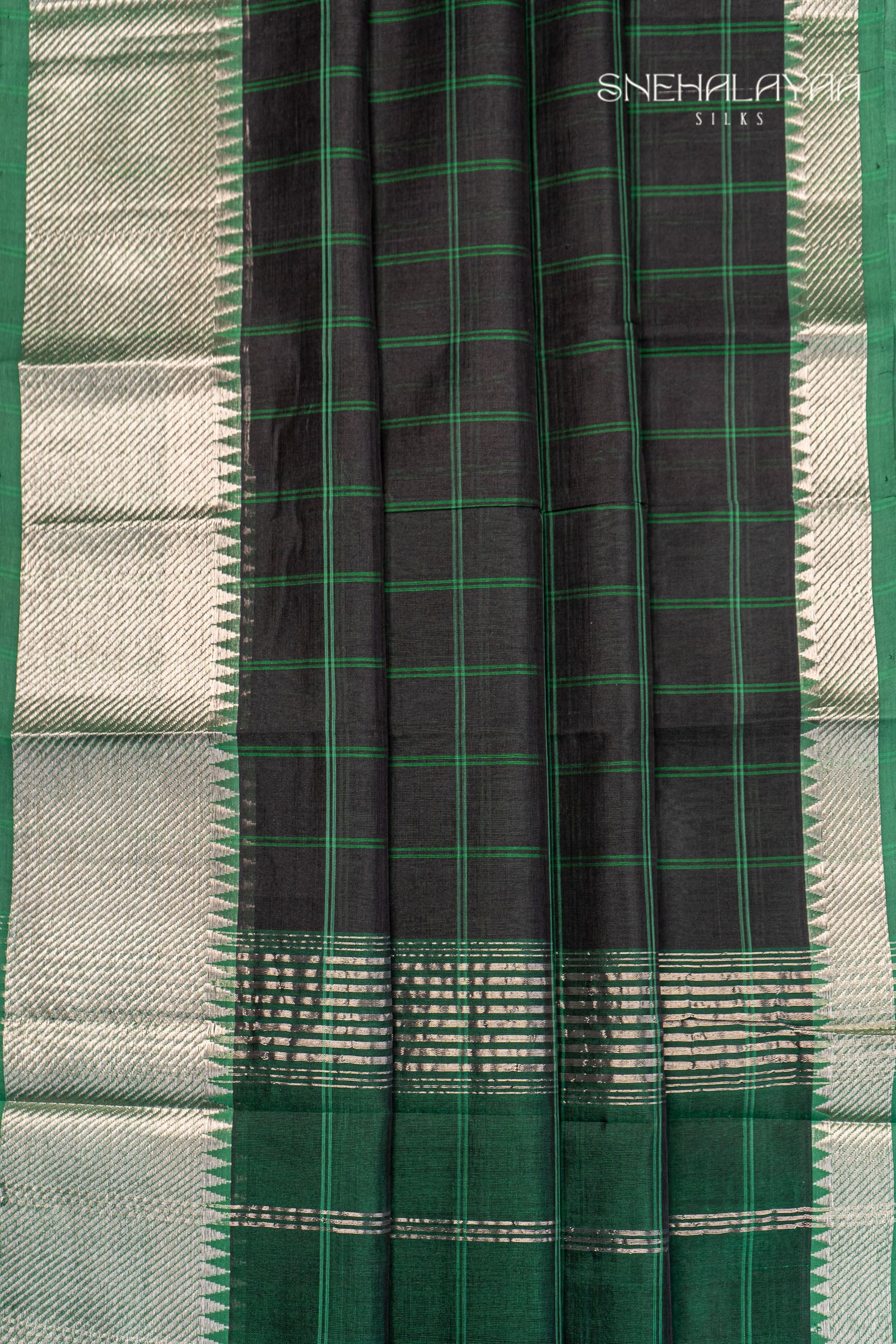 Black Mangalgiri Silk Saree