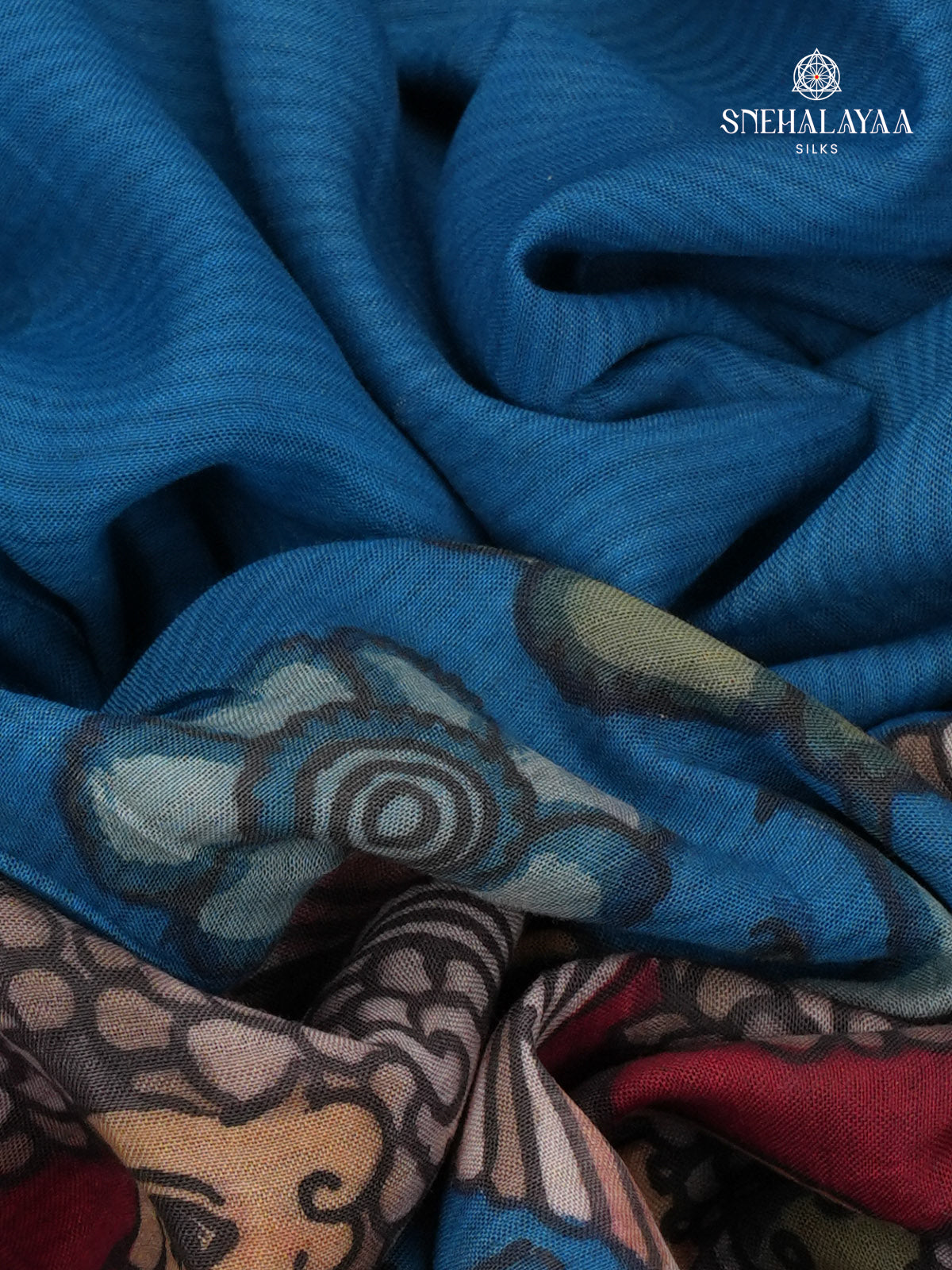 Royal Blue Kalamkari Hand Painted Saree