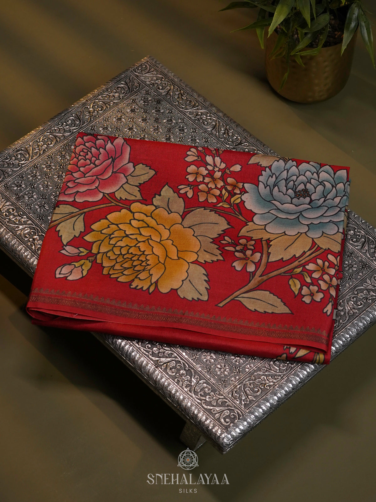 Rust Orange Tussar Saree