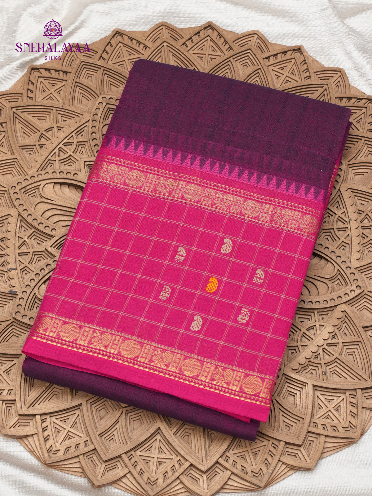 Megenta Chettinad Cotton Saree