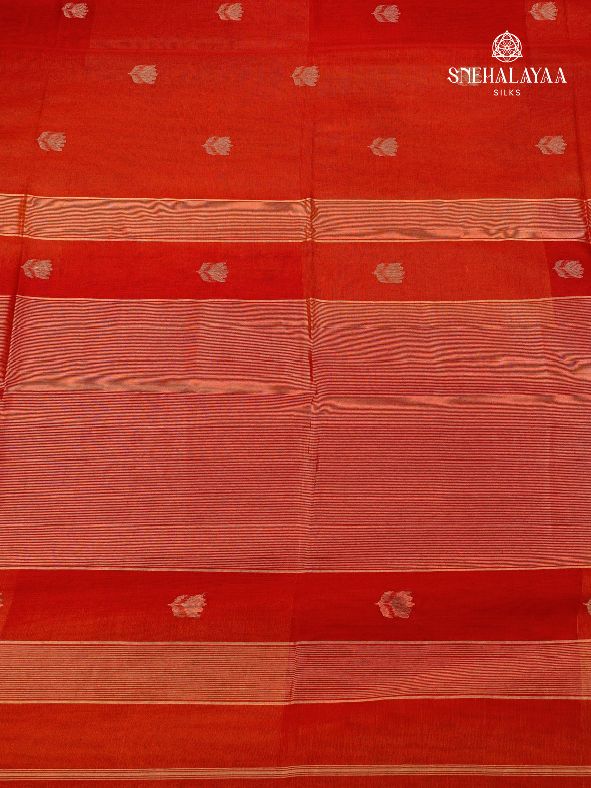 Rust Orange Maheshwari Silk Cotton Saree