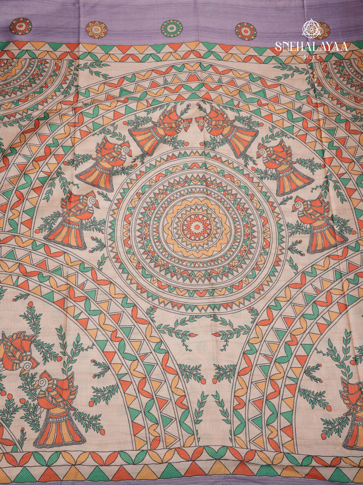 Lavender Madhubani Printed Saree