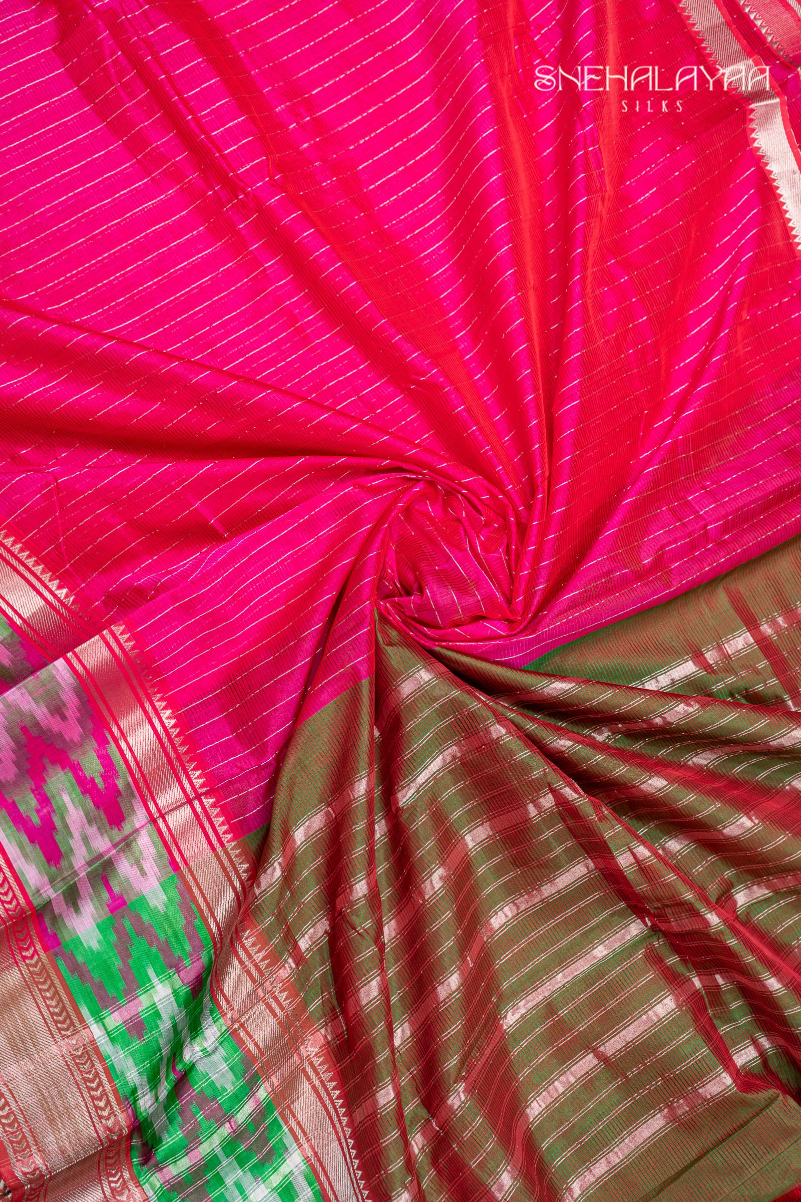 Magenta Pink Mangalgiri Silk Saree