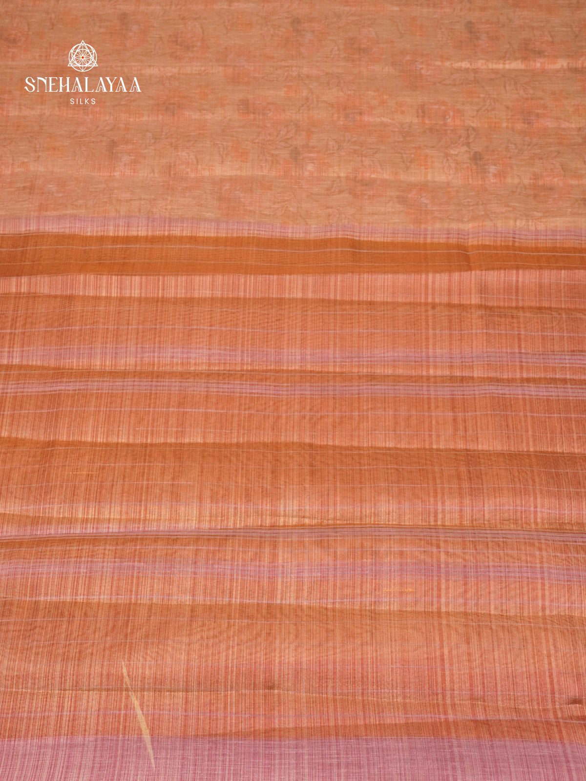 Orange With Pale Pink Linen Tissue Saree